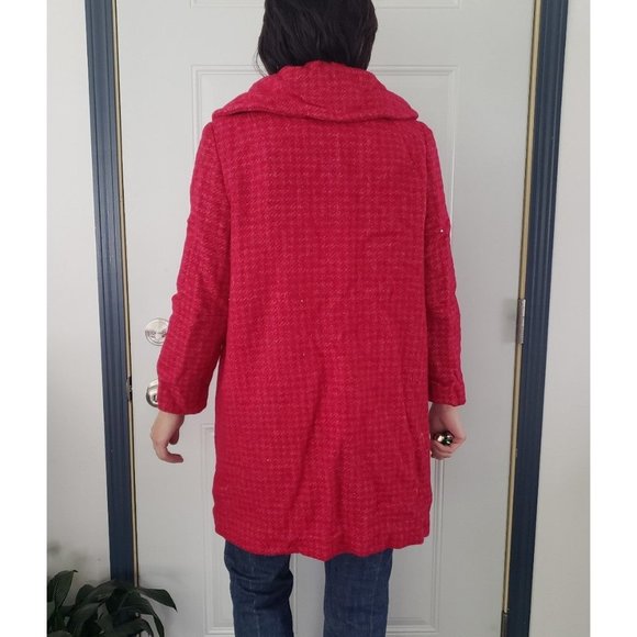 60s‎ Mod Red Plaid Wool Coat - Picture 3 of 3